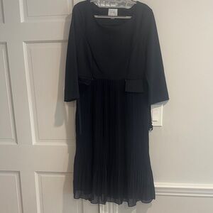 Seraphine Black Pleated Midi Dress